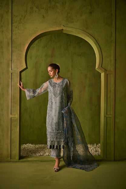 Dhanak | Festive Formals | SS24DU-3196 BLUE 3Pcs - Pakistani Designer Dress - by Dhanak | Type: Formal - 100% Original at Saira Sultan