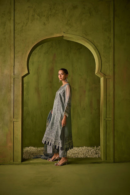 Dhanak | Festive Formals | SS24DU-3196 BLUE 3Pcs - Pakistani Designer Dress - by Dhanak | Type: Formal - 100% Original at Saira Sultan