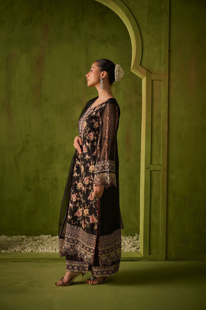 Dhanak | Festive Formals | SS24DU-3192 BLACK 3Pcs - Pakistani Designer Dress - by Dhanak | Type: Formal - 100% Original at Saira Sultan
