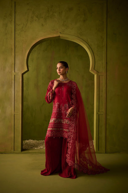 Dhanak | Festive Formals | SS24DU-3200 DARK-PINK 3Pcs - Pakistani Designer Dress - by Dhanak | Type: Formal - 100% Original at Saira Sultan