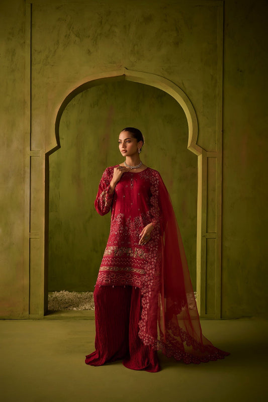 Dhanak | Festive Formals | SS24DU-3200 DARK-PINK 3Pcs - Pakistani Designer Dress - by Dhanak | Type: Formal - 100% Original at Saira Sultan