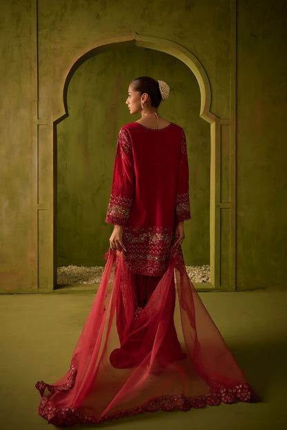 Dhanak | Festive Formals | SS24DU-3200 DARK-PINK 3Pcs - Pakistani Designer Dress - by Dhanak | Type: Formal - 100% Original at Saira Sultan