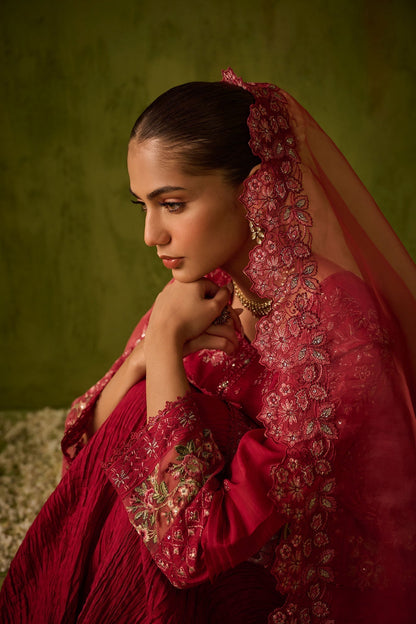 Dhanak | Festive Formals | SS24DU-3200 DARK-PINK 3Pcs - Pakistani Designer Dress - by Dhanak | Type: Formal - 100% Original at Saira Sultan