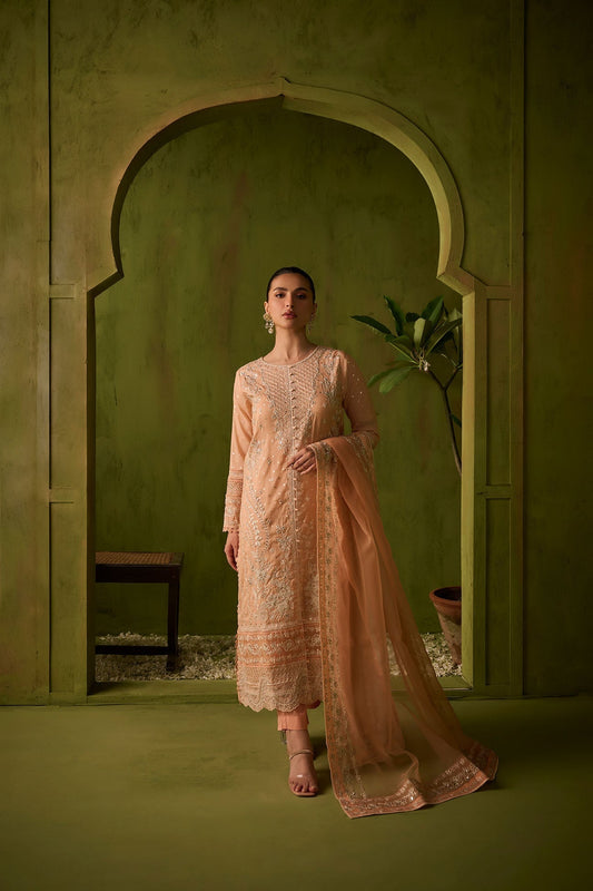 Dhanak | Festive Formals | SS24DU-3199 L-PINK 3Pcs - Pakistani Designer Dress - by Dhanak | Type: Formal - 100% Original at Saira Sultan