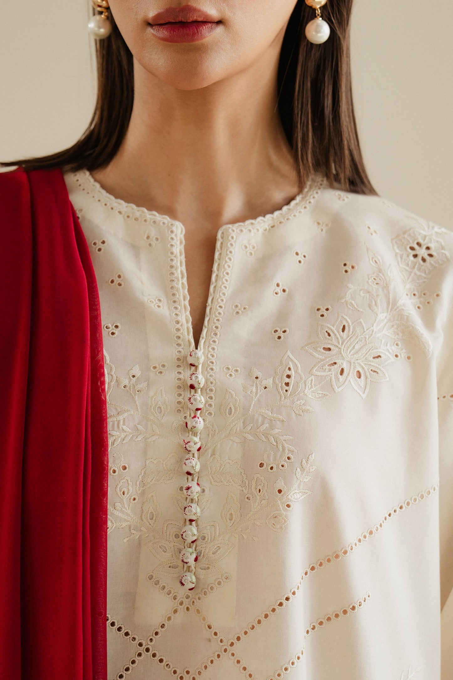 Zara Shahjahan | Eid Pret 25 | CR25P0102 L Ivory Cambric