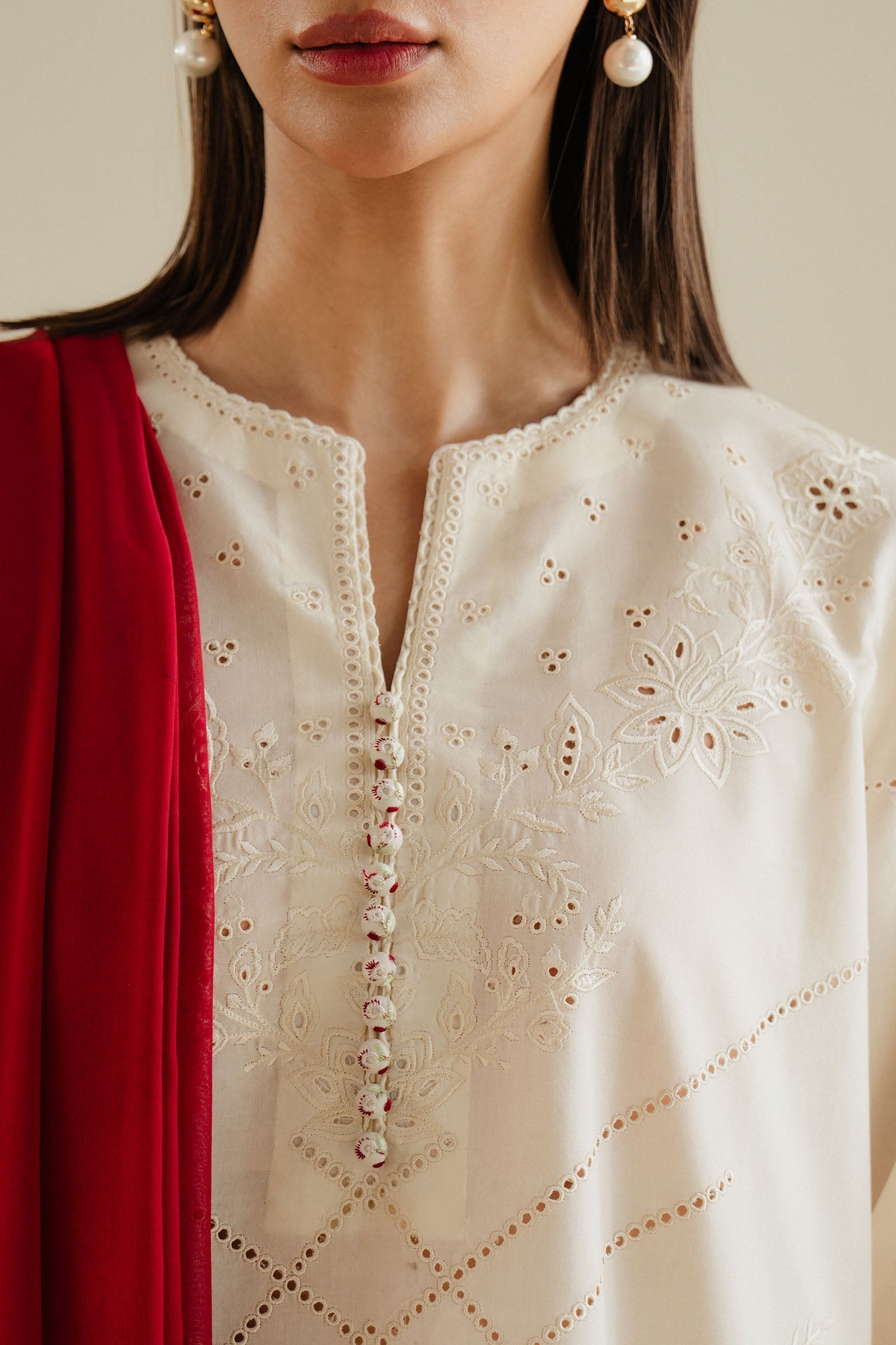 Zara Shahjahan | Eid Pret 25 | CR25P0102 L Ivory Cambric
