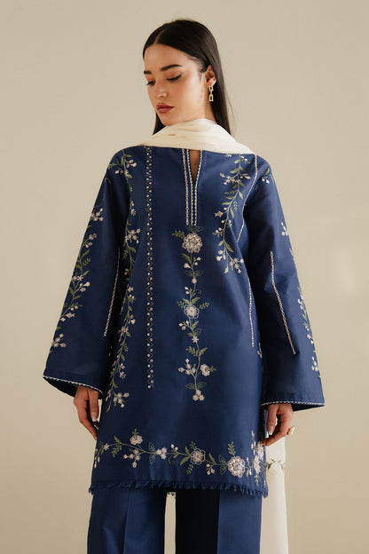 Zara Shahjahan | Eid Pret 25 | CR25P0107 L Navy Cambric