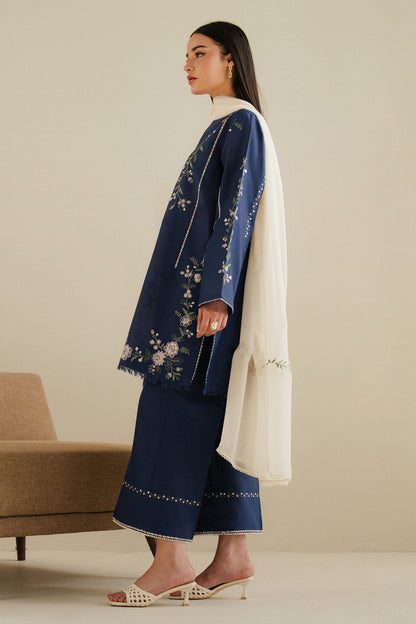 Zara Shahjahan | Eid Pret 25 | CR25P0107 S Navy Cambric