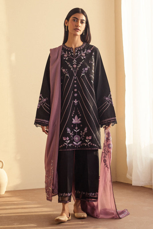 Zara Shahjahan | Eid Pret 25 | CR25P0217 XS Deep Chocolate Dobby