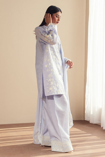 Zara Shahjahan | Eid Pret 25 | CR25P0220 L LIight blue Grey Cambric