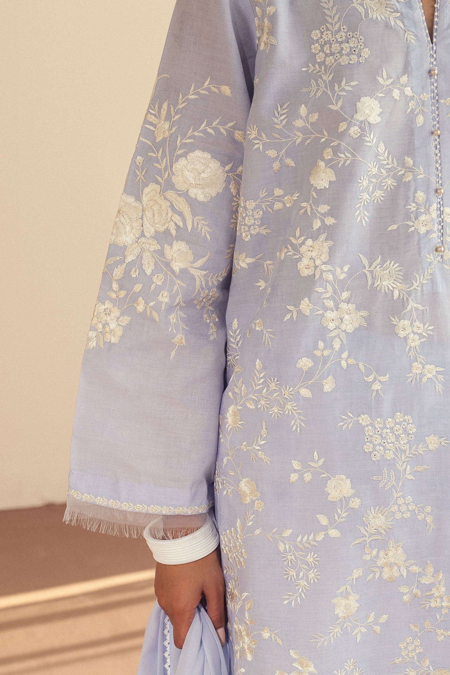 Zara Shahjahan | Eid Pret 25 | CR25P0220 M LIight blue Grey Cambric