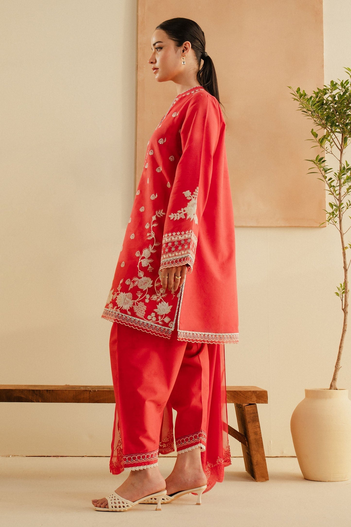 Zara Shahjahan | Eid Pret 25 | CR25P0230 M Coral Pink Dobby