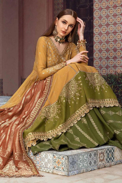 Maria B | Sateen Formals 23 | Mustard CST-702 - Pakistani Designer Dress - by Maria B | Type: Formal - 100% Original at Saira Sultan