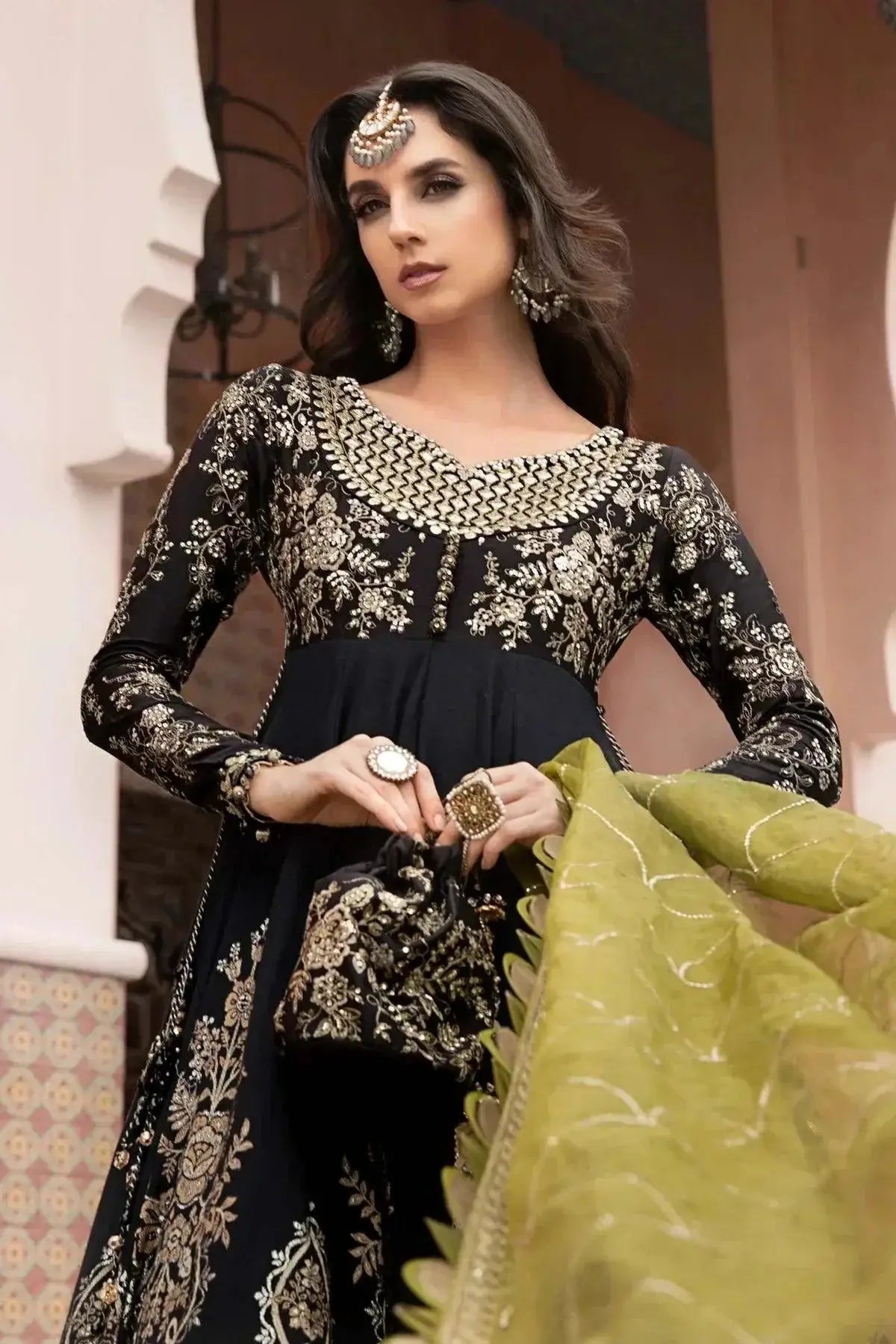 Maria B | Sateen Formals 23 | Black CST-703 - Pakistani Designer Dress - by Maria B | Type: Formal - 100% Original at Saira Sultan