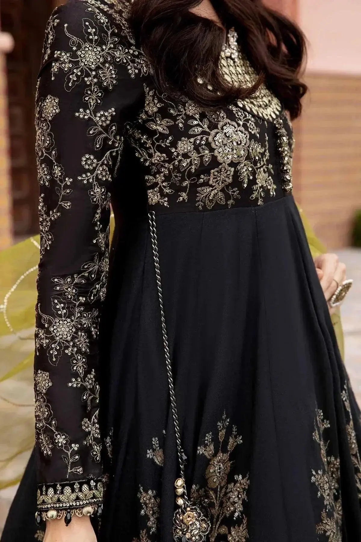 Maria B | Sateen Formals 23 | Black CST-703 - Pakistani Designer Dress - by Maria B | Type: Formal - 100% Original at Saira Sultan
