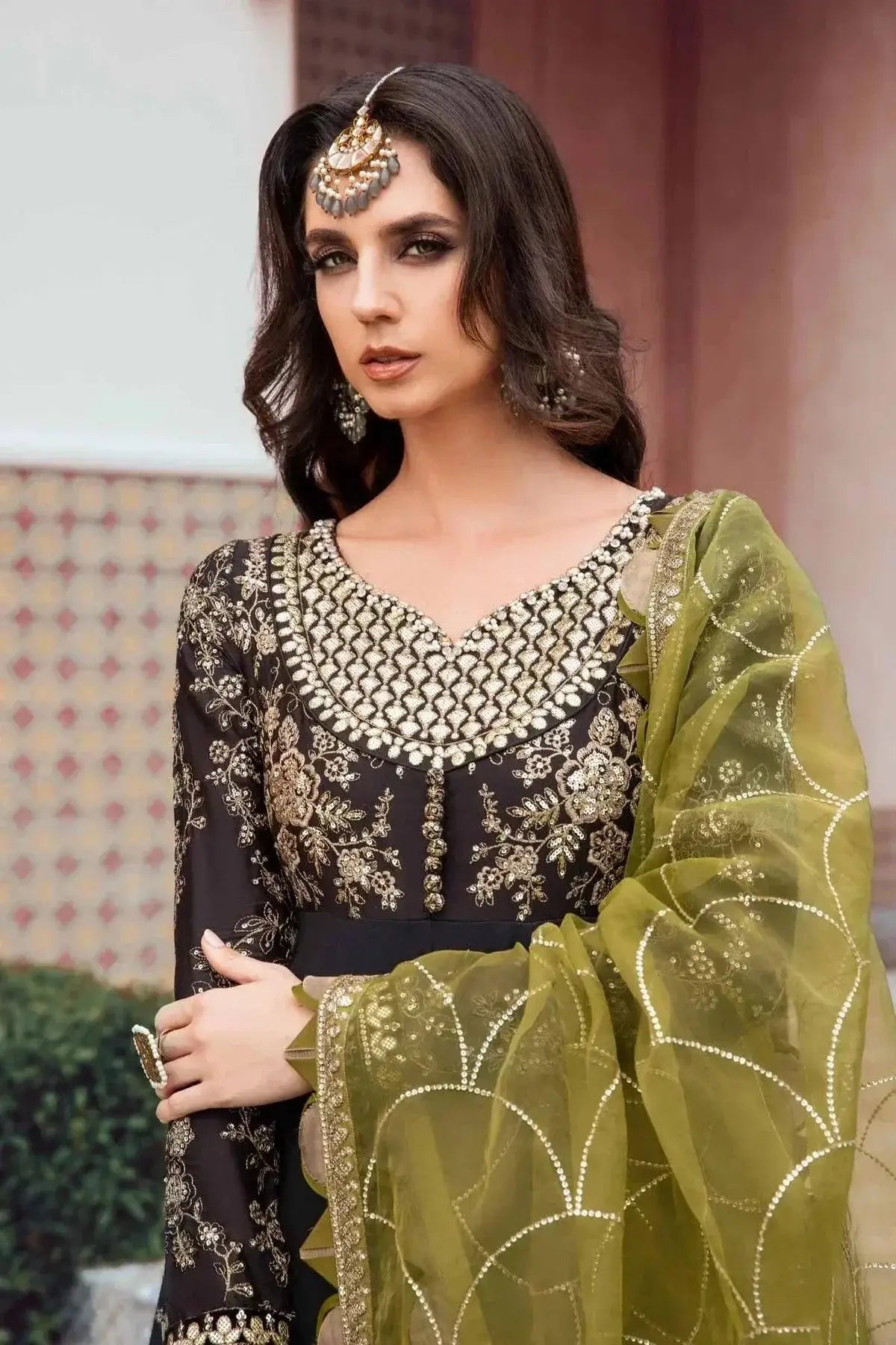 Maria B | Sateen Formals 23 | Black CST-703 - Pakistani Designer Dress - by Maria B | Type: Formal - 100% Original at Saira Sultan