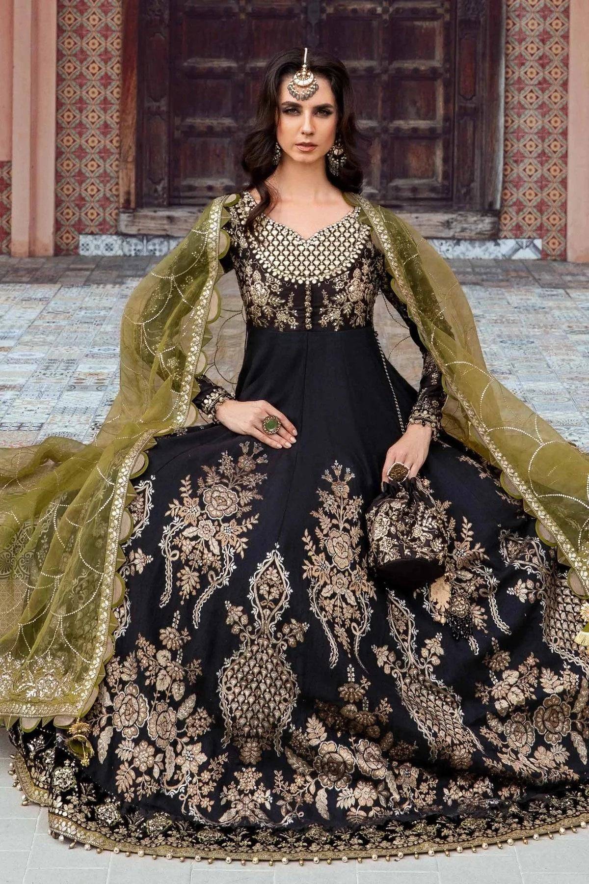 Maria B | Sateen Formals 23 | Black CST-703 - Pakistani Designer Dress - by Maria B | Type: Formal - 100% Original at Saira Sultan