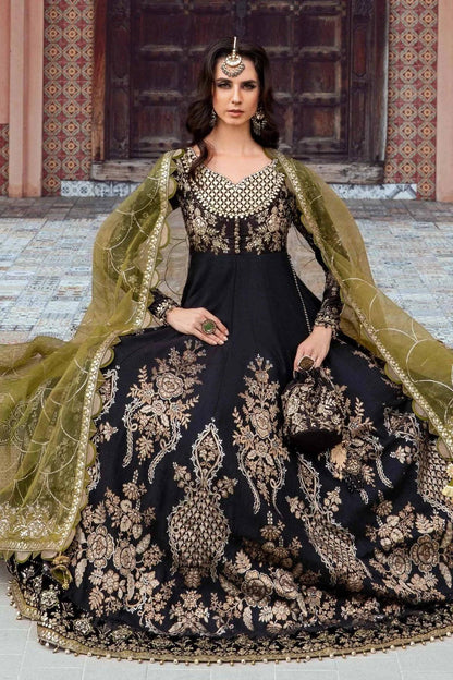 Maria B | Sateen Formals 23 | Black CST-703 - Pakistani Designer Dress - by Maria B | Type: Formal - 100% Original at Saira Sultan
