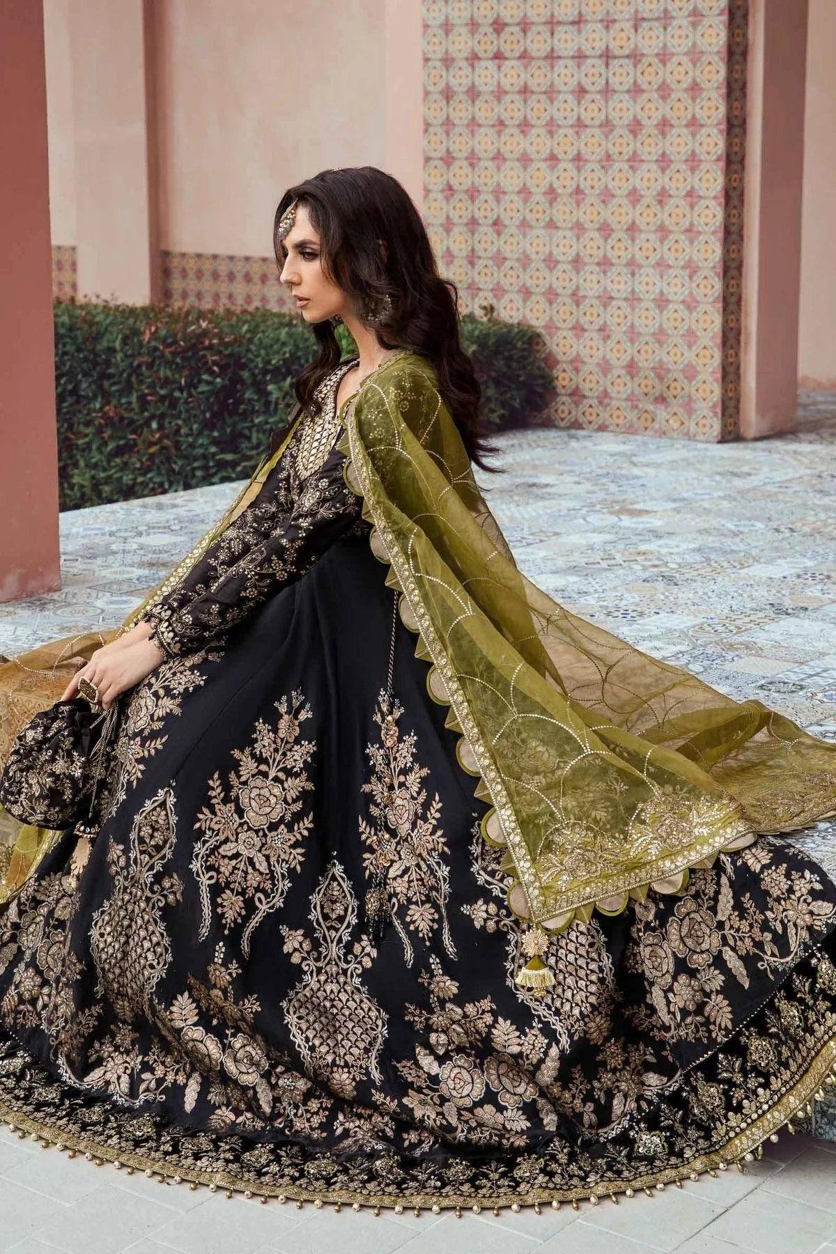 Maria B | Sateen Formals 23 | Black CST-703 - Pakistani Designer Dress - by Maria B | Type: Formal - 100% Original at Saira Sultan
