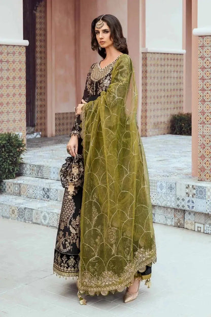 Maria B | Sateen Formals 23 | Black CST-703 - Pakistani Designer Dress - by Maria B | Type: Formal - 100% Original at Saira Sultan