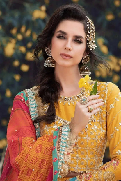 Maria B | Sateen Formals 23 | Yellow CST-705 - Pakistani Designer Dress - by Maria B | Type: Formal - 100% Original at Saira Sultan