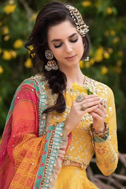 Maria B | Sateen Formals 23 | Yellow CST-705 - Pakistani Designer Dress - by Maria B | Type: Formal - 100% Original at Saira Sultan