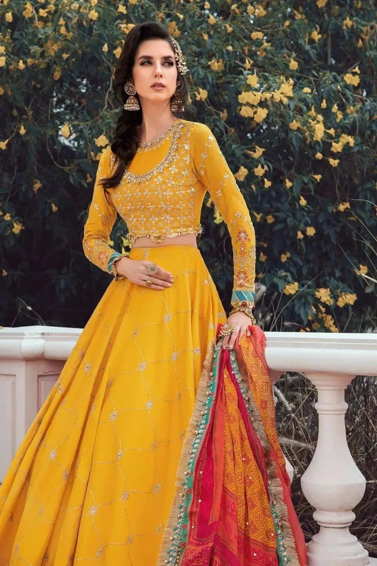 Maria B | Sateen Formals 23 | Yellow CST-705 - Pakistani Designer Dress - by Maria B | Type: Formal - 100% Original at Saira Sultan