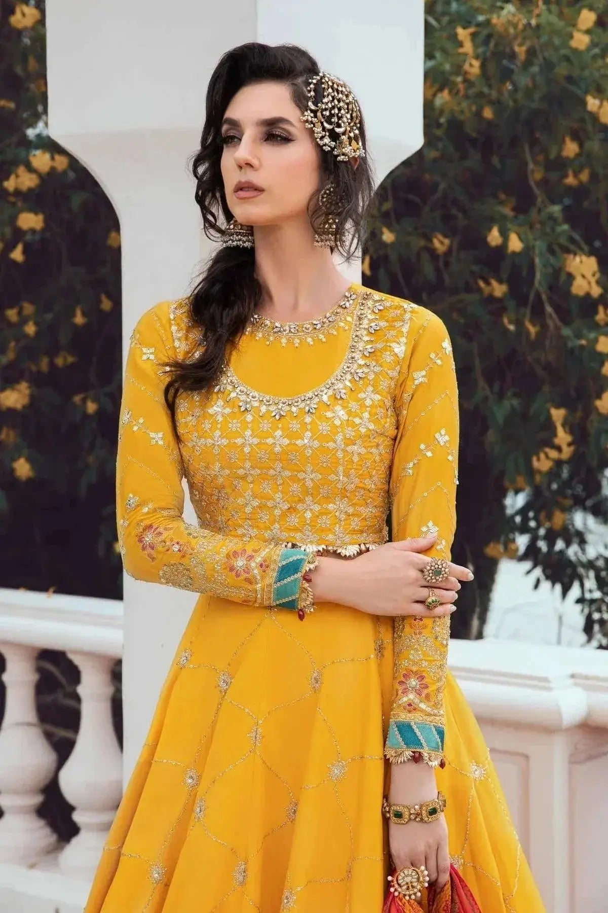 Maria B | Sateen Formals 23 | Yellow CST-705 - Pakistani Designer Dress - by Maria B | Type: Formal - 100% Original at Saira Sultan
