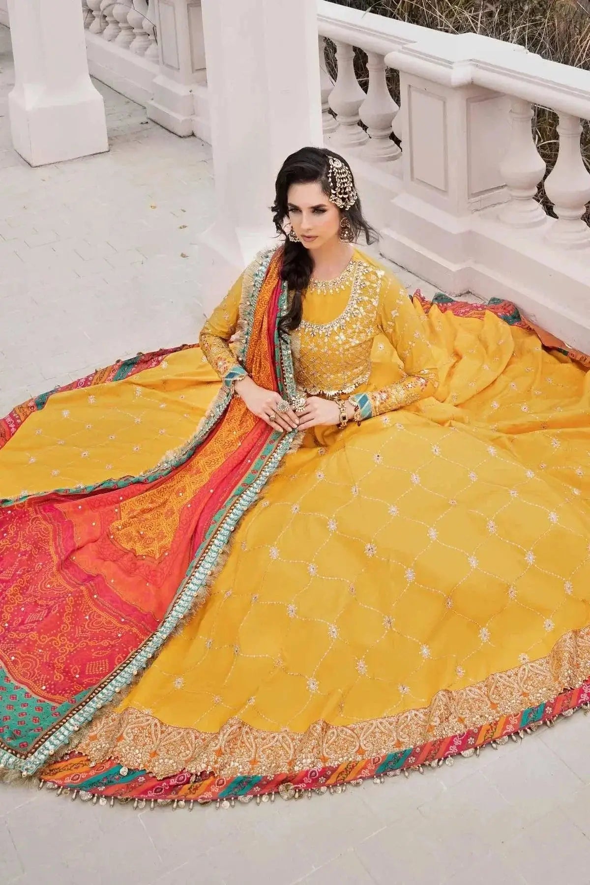 Maria B | Sateen Formals 23 | Yellow CST-705 - Pakistani Designer Dress - by Maria B | Type: Formal - 100% Original at Saira Sultan