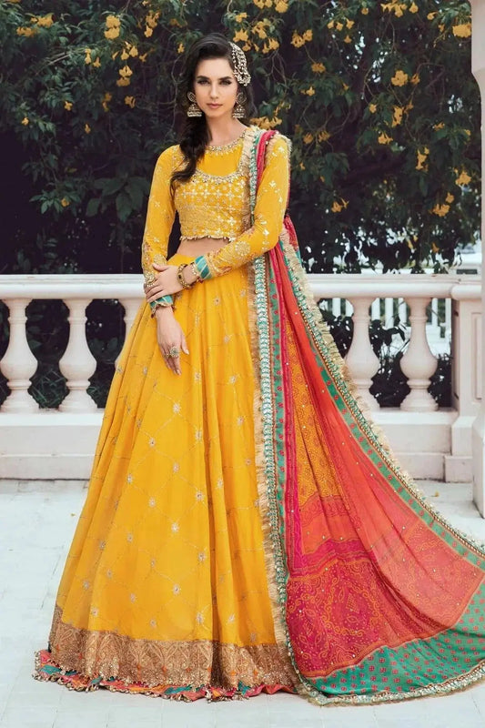 Maria B | Sateen Formals 23 | Yellow CST-705 - Pakistani Designer Dress - by Maria B | Type: Formal - 100% Original at Saira Sultan
