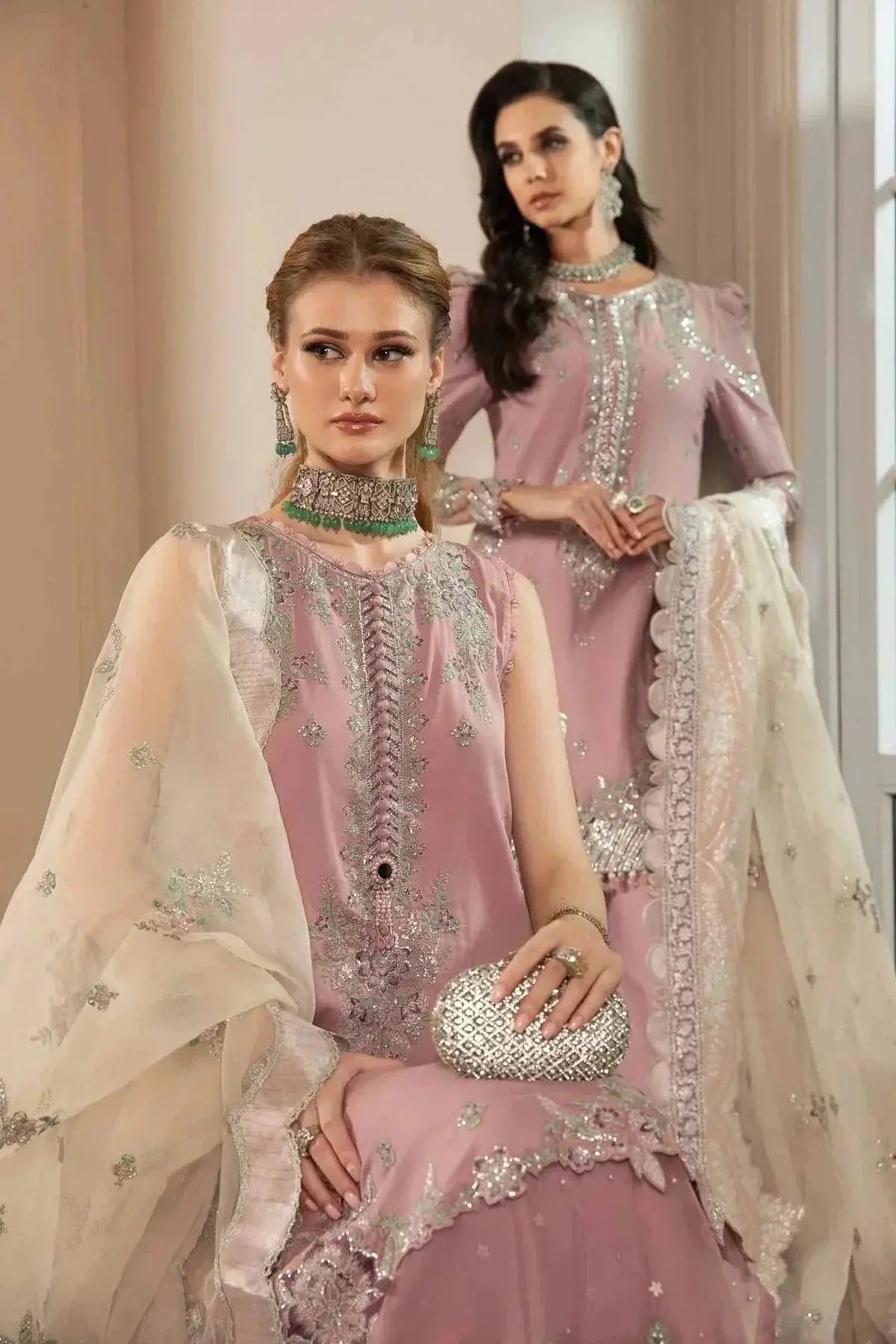 Maria B | Sateen Formals 23 | Mauve CST-706 - Pakistani Designer Dress - by Maria B | Type: Formal - 100% Original at Saira Sultan