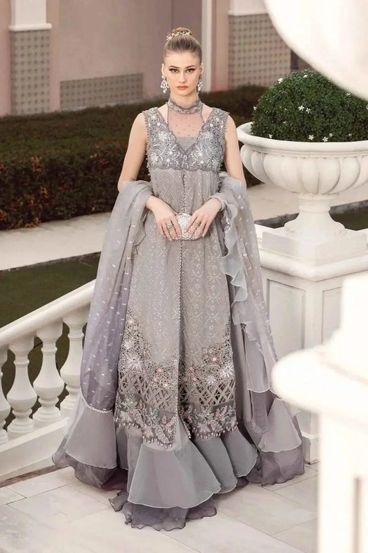 Maria B | Sateen Formals 23 | Grey CST-707 - Pakistani Designer Dress - by Maria B | Type: Formal - 100% Original at Saira Sultan