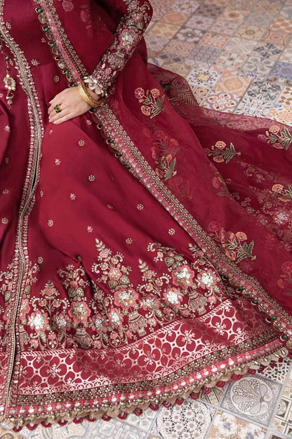 Maria B | Sateen Formals 23 | Maroon CST-708 - Pakistani Designer Dress - by Maria B | Type: Formal - 100% Original at Saira Sultan