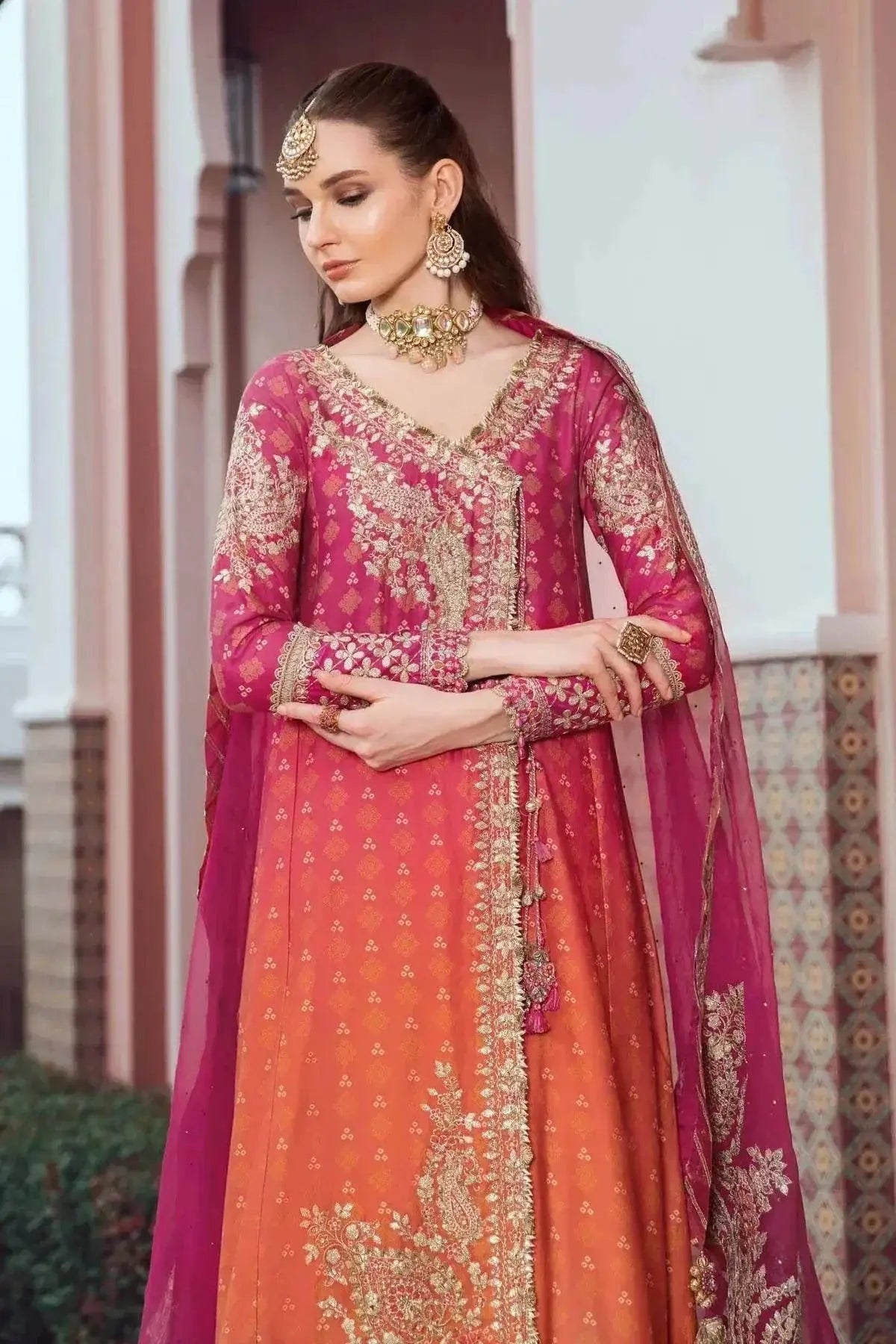 Maria B | Sateen Formals 23 | Fuchsia Pink CST-709 - Pakistani Designer Dress - by Maria B | Type: Formal - 100% Original at Saira Sultan