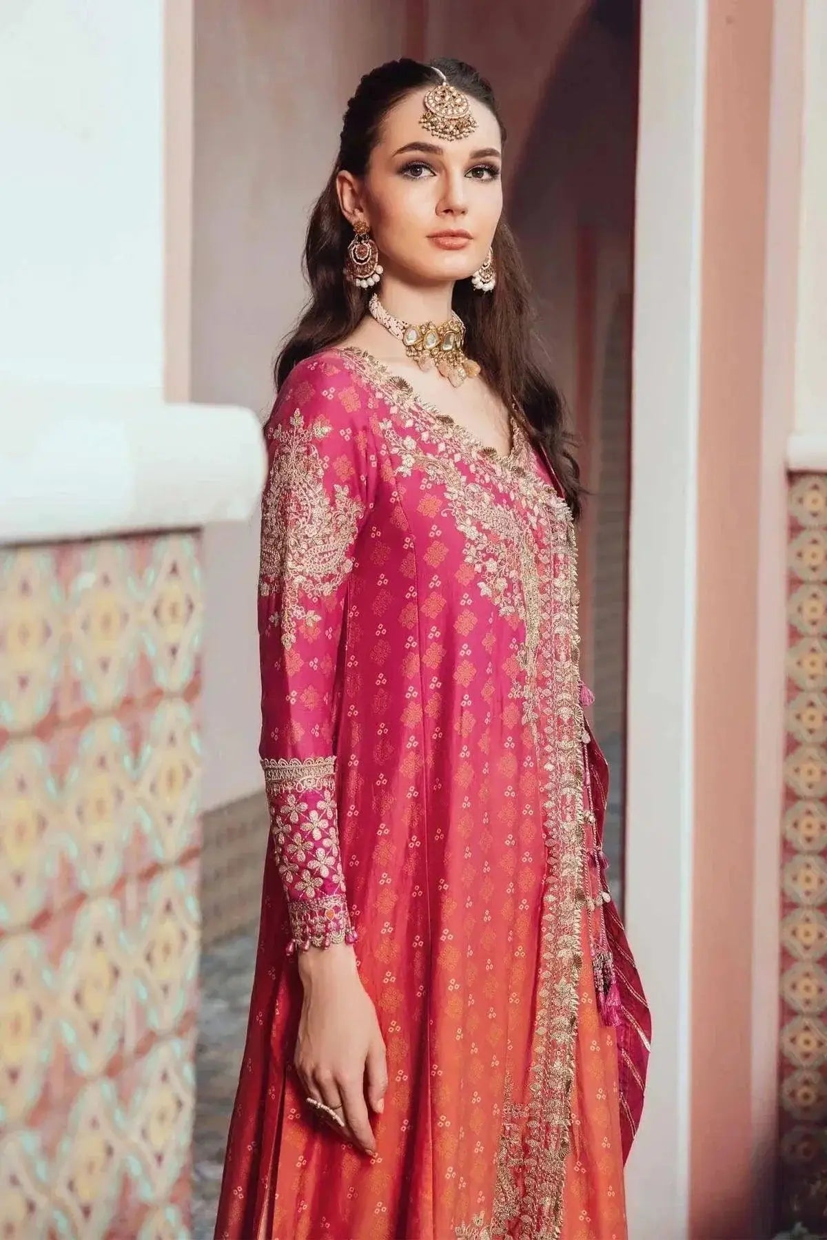 Maria B | Sateen Formals 23 | Fuchsia Pink CST-709 - Pakistani Designer Dress - by Maria B | Type: Formal - 100% Original at Saira Sultan