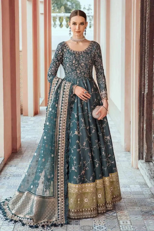 Maria B | Sateen Formals 23 | Teal CST-710 - Pakistani Designer Dress - by Maria B | Type: Formal - 100% Original at Saira Sultan