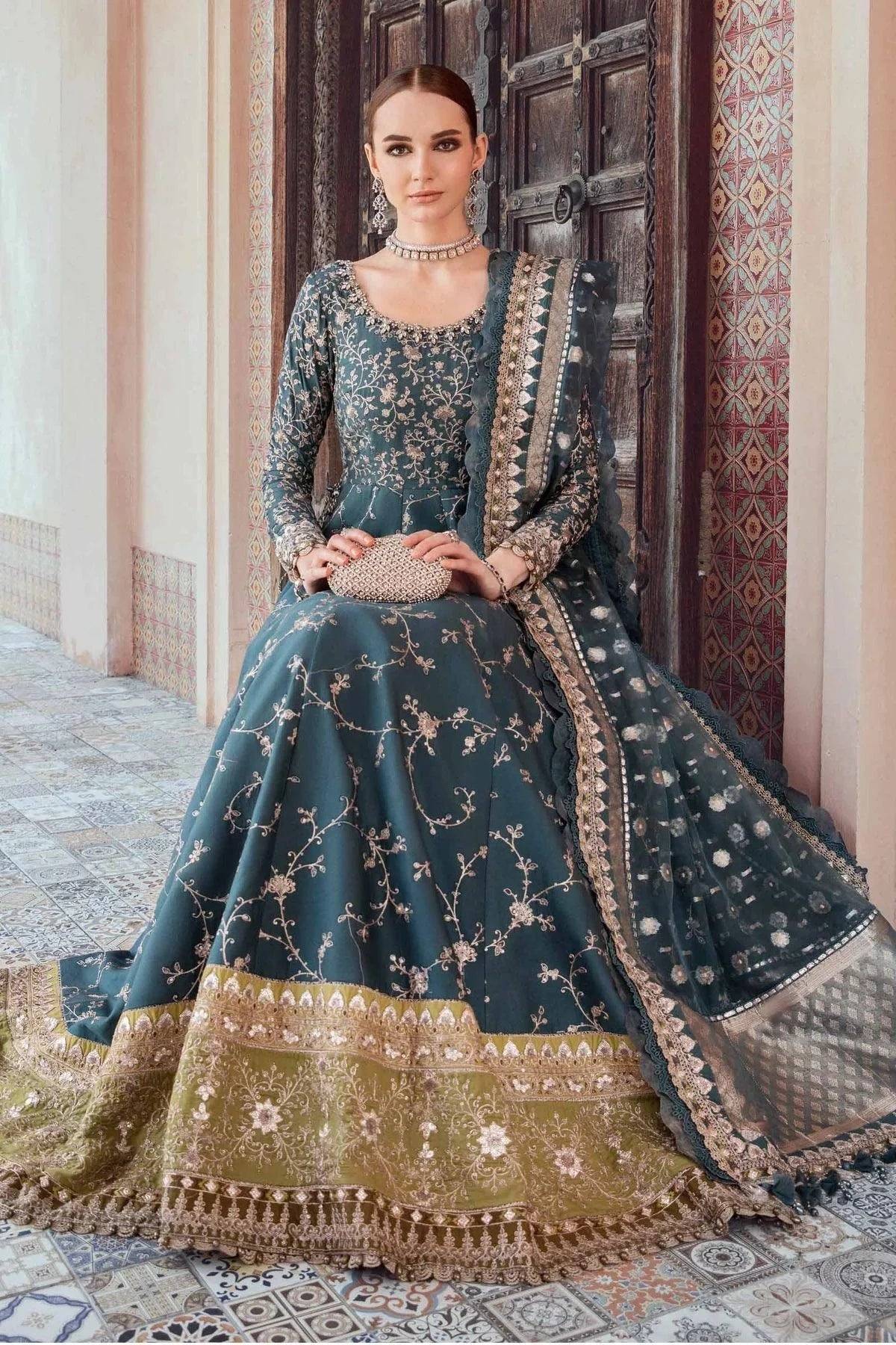 Maria B | Sateen Formals 23 | Teal CST-710 - Pakistani Designer Dress - by Maria B | Type: Formal - 100% Original at Saira Sultan