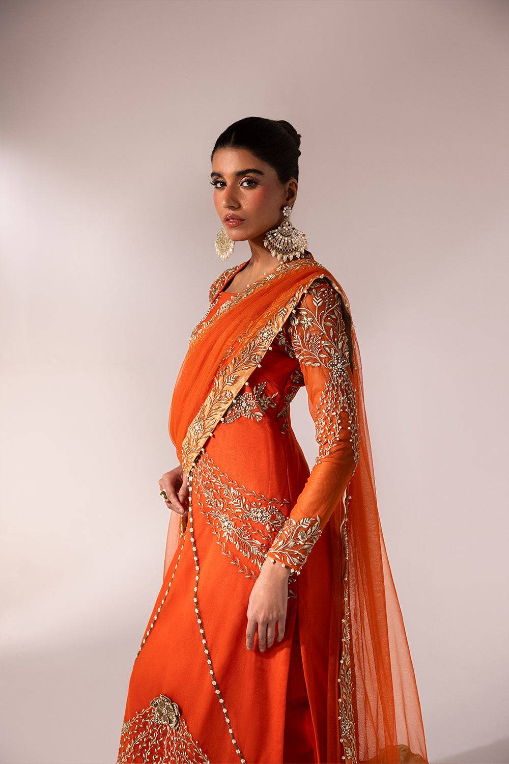Caia | Regine Luxury Formal23 | TANGERINE - Pakistani Designer Dress - by Caia | Type: Formal - 100% Original at Saira Sultan