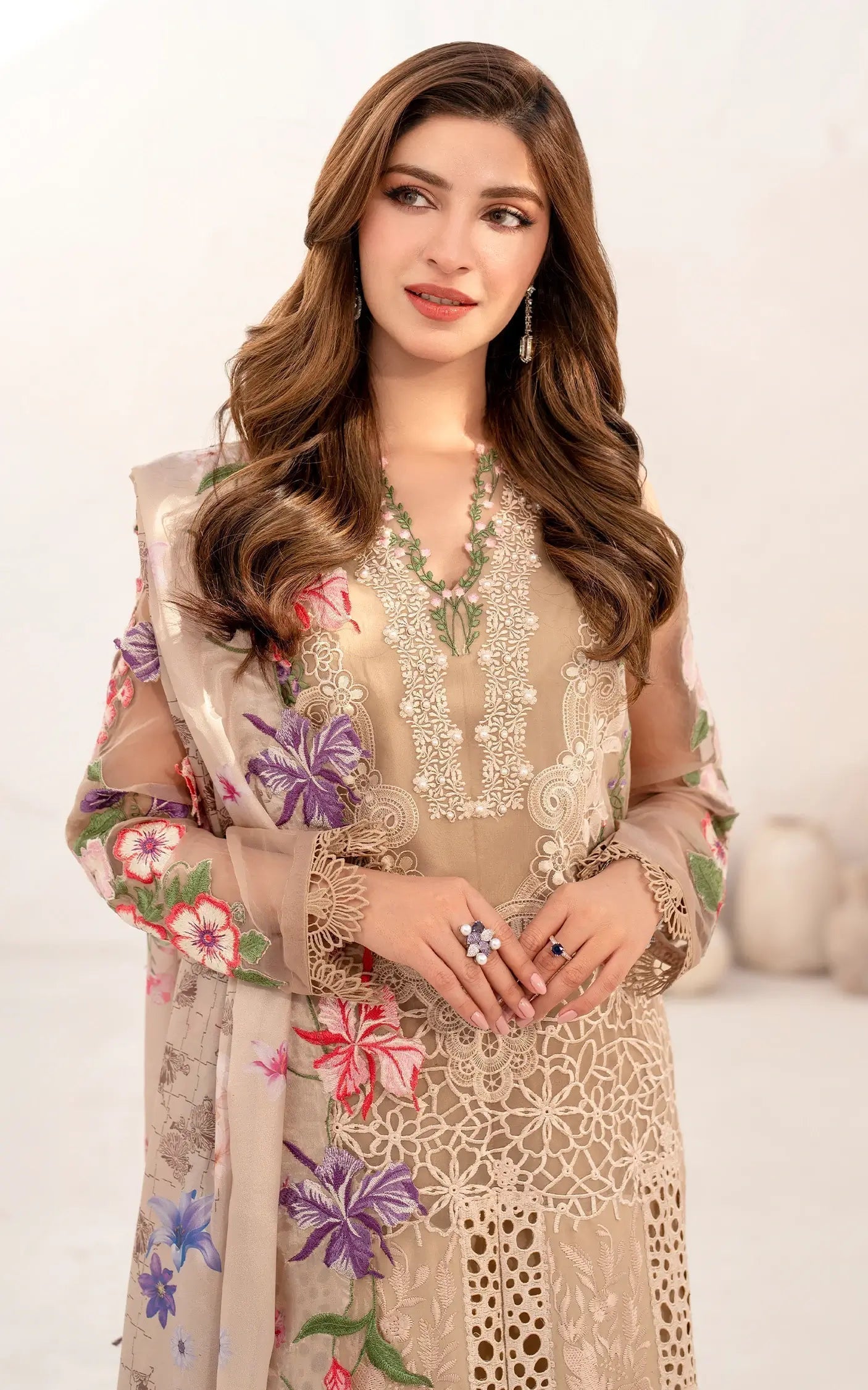 Asifa and Nabeel | Azalia Summer 25 | Carnation (AZL25-09) L Beige Lawn