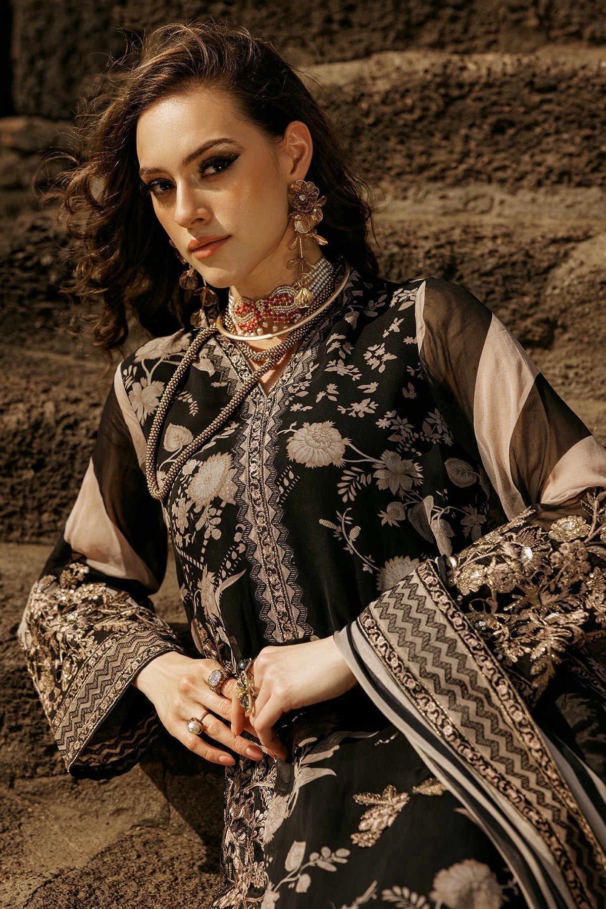 Charizma | Vasal Collection 25 | VSL25-02 Custom Size Black Chiffon