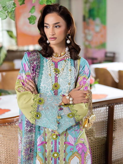 Mahnur | After Hours Luxury Lawn 25 | Citrus Glow M Light Blue Lawn