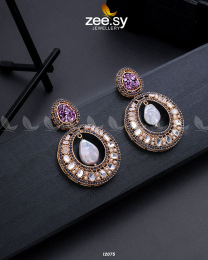 Cluster Zircons Earrings Purple