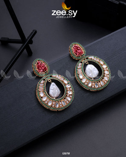 Cluster Zircons Earrings Red