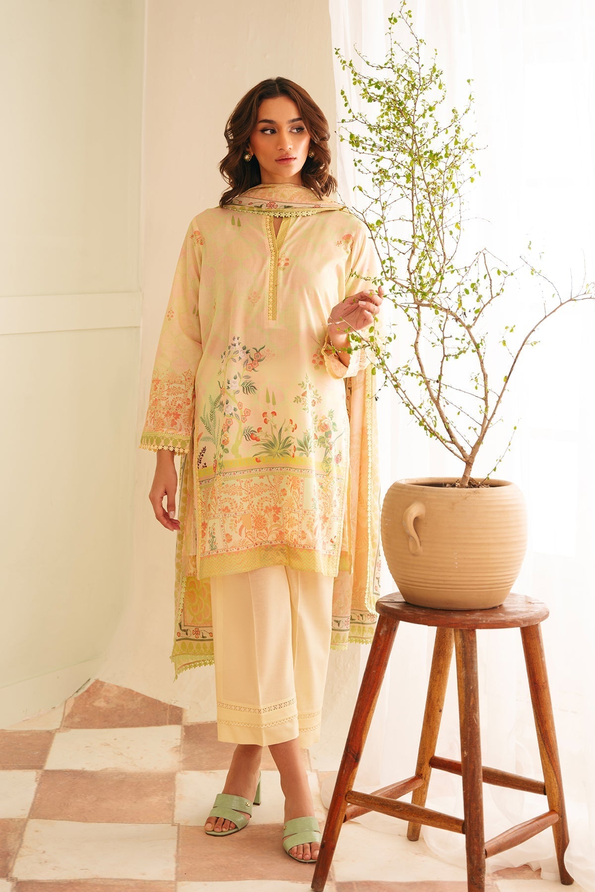 Sahar | Selene 25 | Mughal Bliss XS Lemon Yellow Lawn