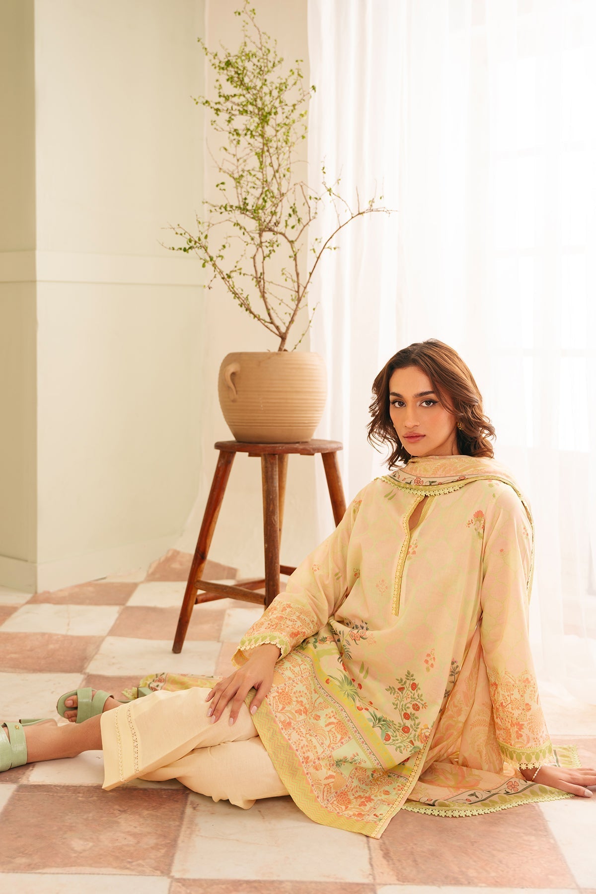 Sahar | Selene 25 | Mughal Bliss L Lemon Yellow Lawn