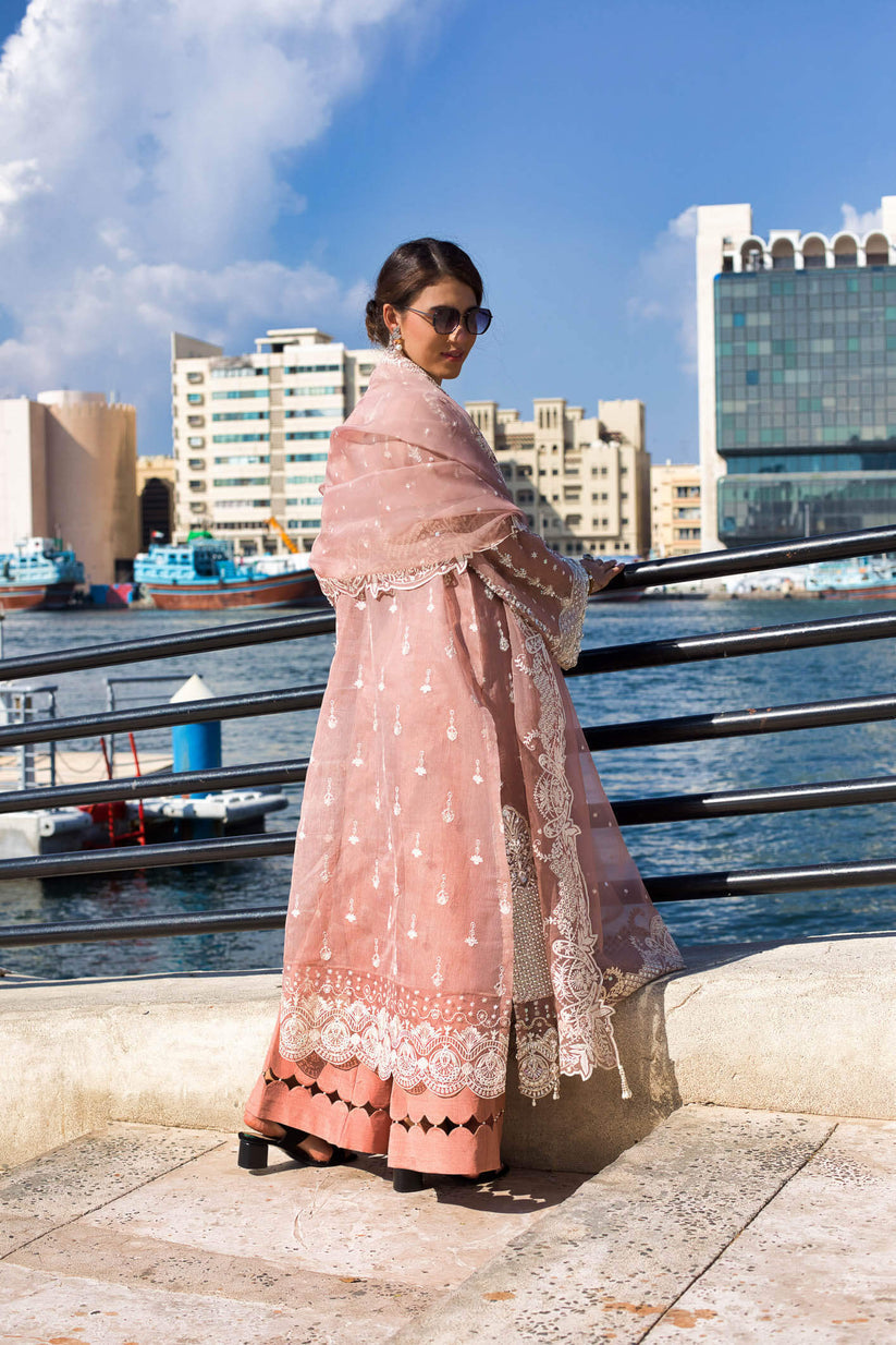 Kara | Kamdani Festive Collection | Cotton Candy S Salmon Pink Cotton Net