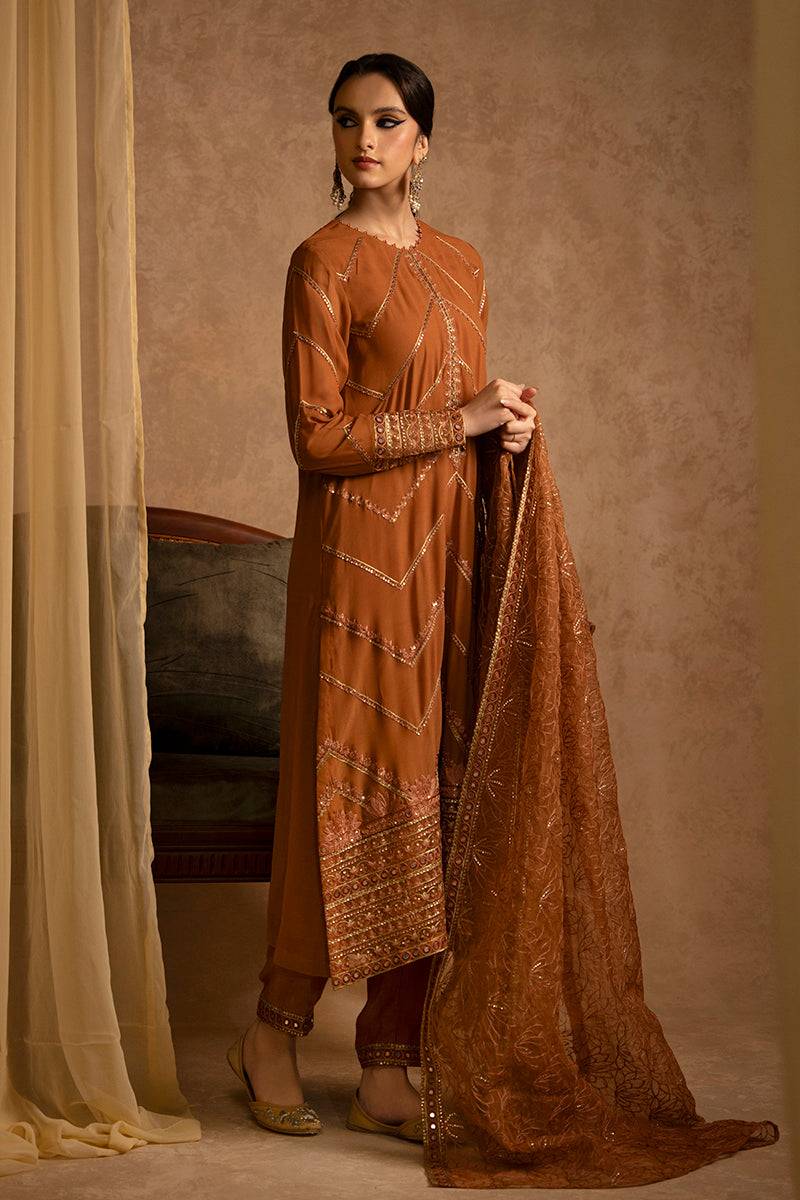 Cross Stitch | Eid Collection | AMBER GOLD - Pakistani Designer Dress - by Cross Stitch | Type: Luxury - 100% Original at Saira Sultan