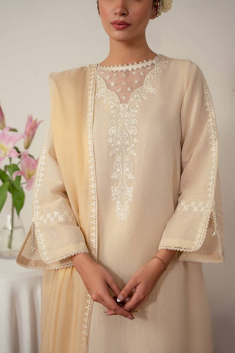 Cross Stitch | Eid Collection | PEARLED IVORY - Pakistani Designer Dress - by Cross Stitch | Type: Luxury - 100% Original at Saira Sultan