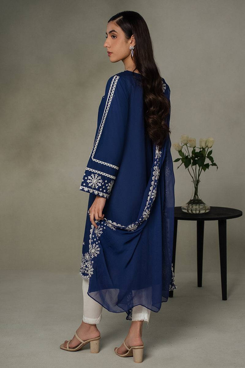 Cross Stitch | Eid Collection | MIDNIGHT BLUE - Pakistani Designer Dress - by Cross Stitch | Type: Luxury - 100% Original at Saira Sultan