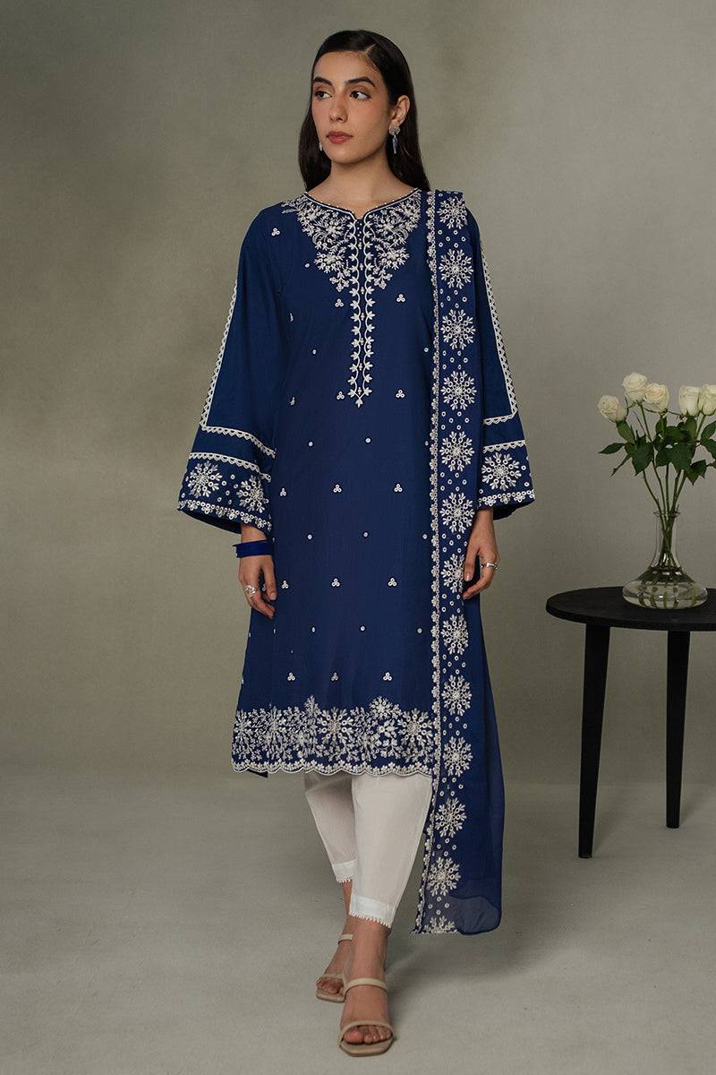 Cross Stitch | Eid Collection | MIDNIGHT BLUE - Pakistani Designer Dress - by Cross Stitch | Type: Luxury - 100% Original at Saira Sultan